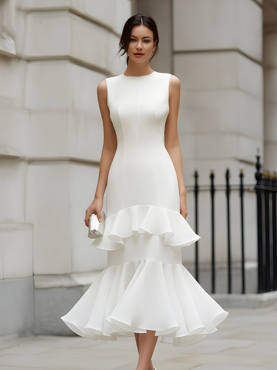 Sleeveless Tiered Ruffle Midi Dress