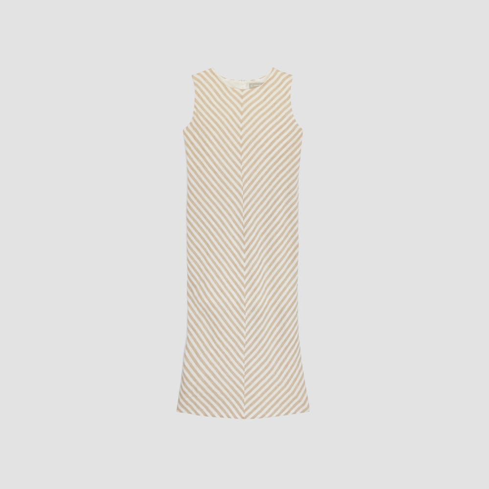 The Linen Bias Cut Dress | Bone / Caramel