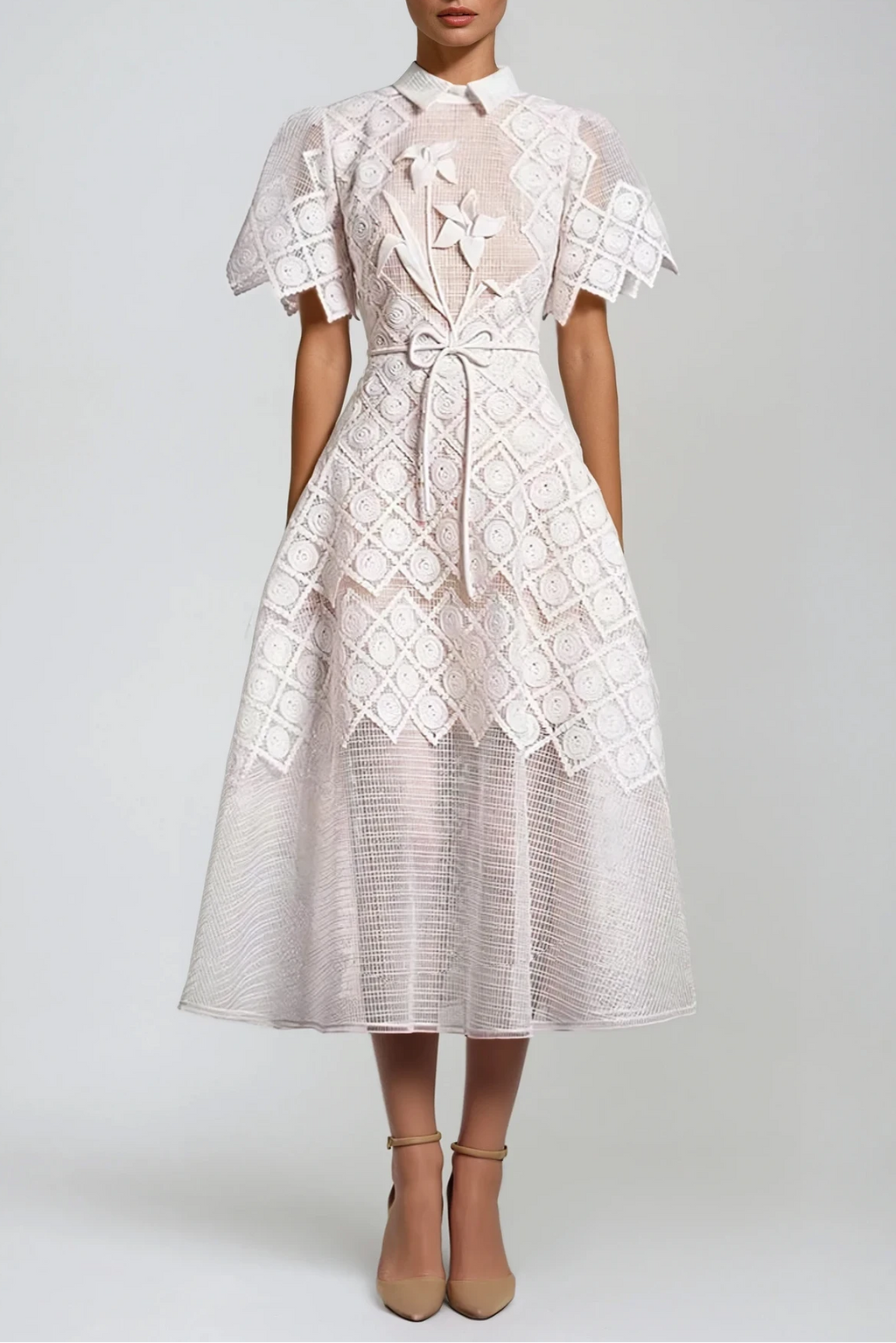 Dimitrios Flower Embroidered Midi Dress