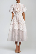 Dimitrios Flower Embroidered Midi Dress