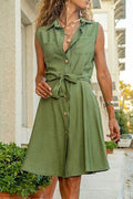 Casual Solid Frenulum Turndown Collar Vest Dress Dresses