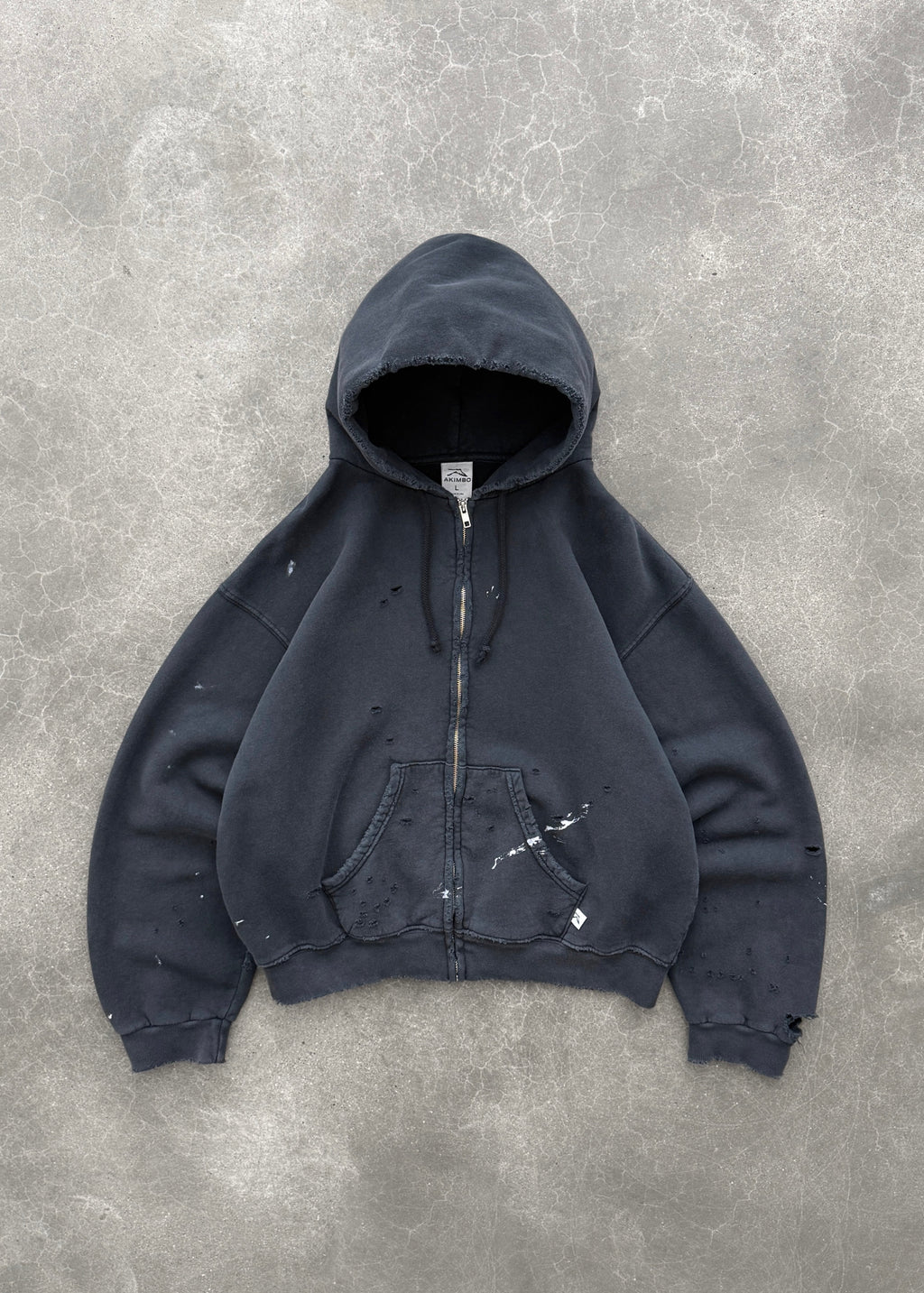 WATCH PEEKER ZIP-UP HOODIE - FADED BLACK