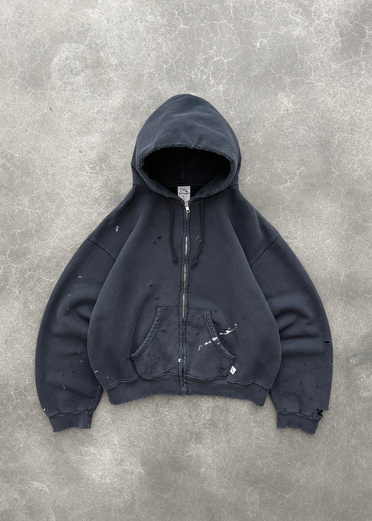 WATCH PEEKER ZIP-UP HOODIE - FADED BLACK