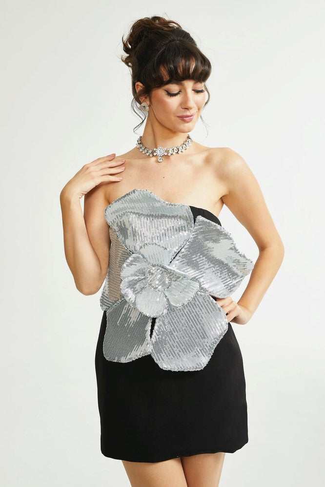 Amara Floral Strapless Midi Dress