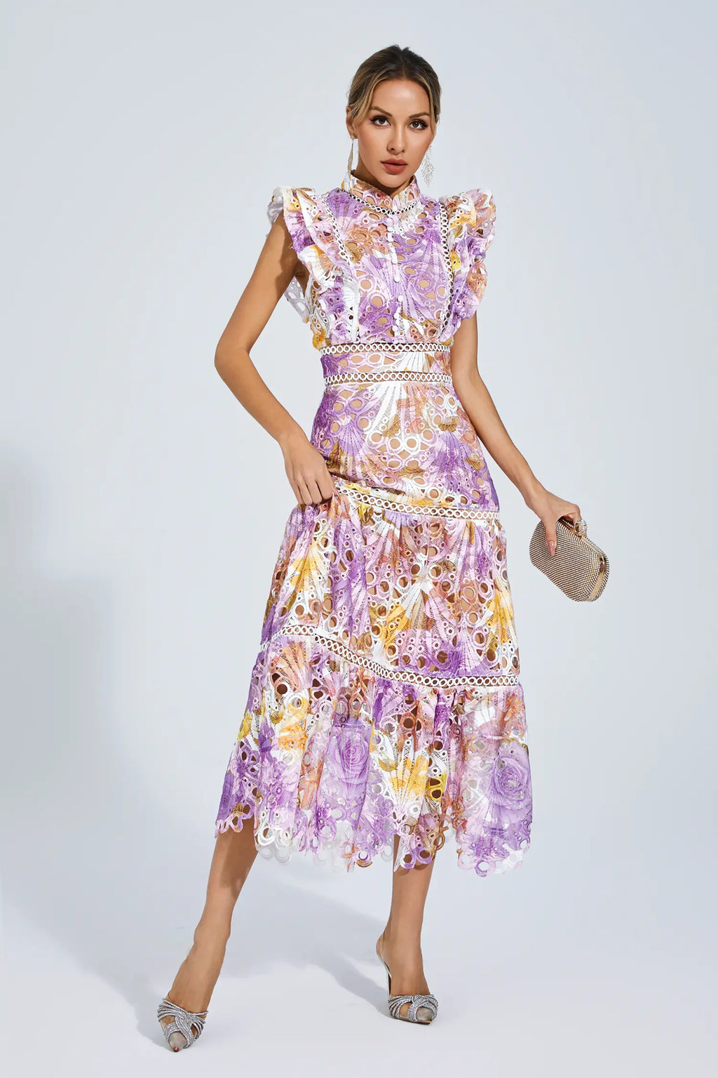 Ayleen Purple  Hollow Sleeveless Midi Dress