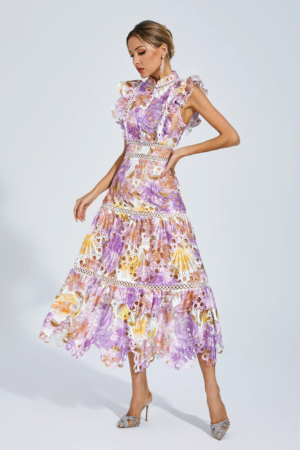Ayleen Purple  Hollow Sleeveless Midi Dress