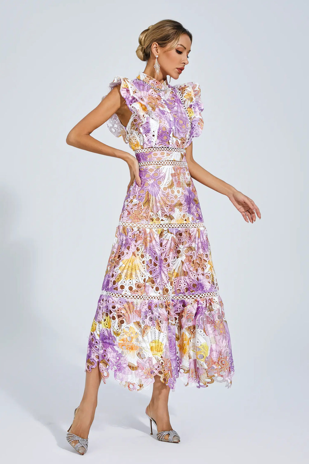 Ayleen Purple  Hollow Sleeveless Midi Dress