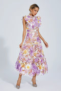 Ayleen Purple  Hollow Sleeveless Midi Dress