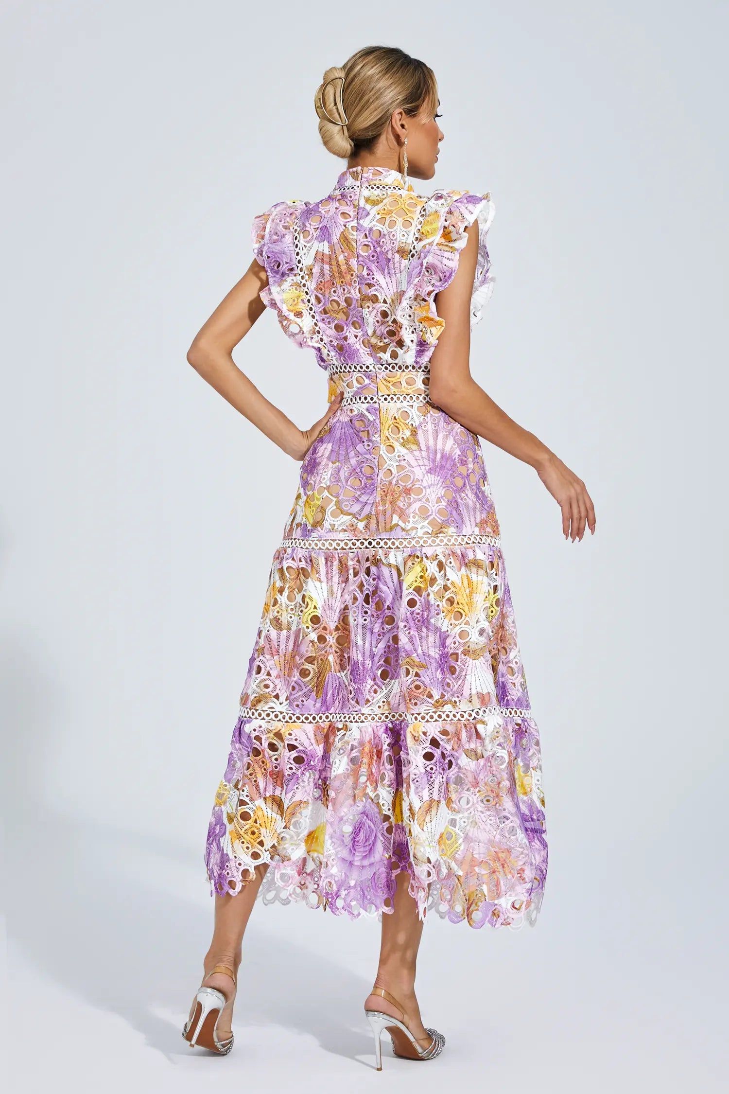 Ayleen Purple  Hollow Sleeveless Midi Dress