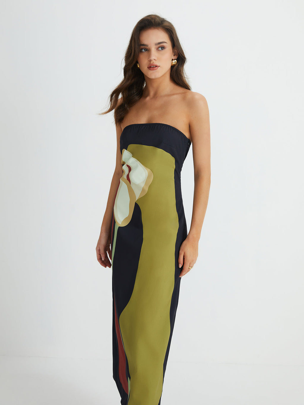 Abstract Floral Midi Dress