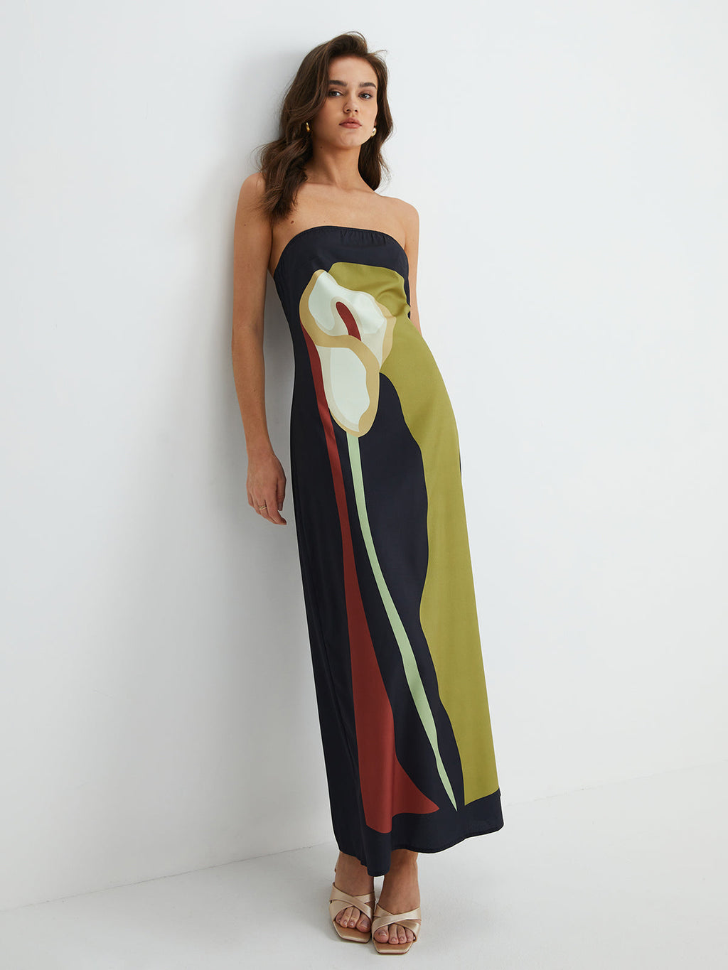 Abstract Floral Midi Dress