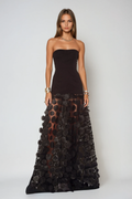 Boryana Dot Strapless Maxi Dress In Black