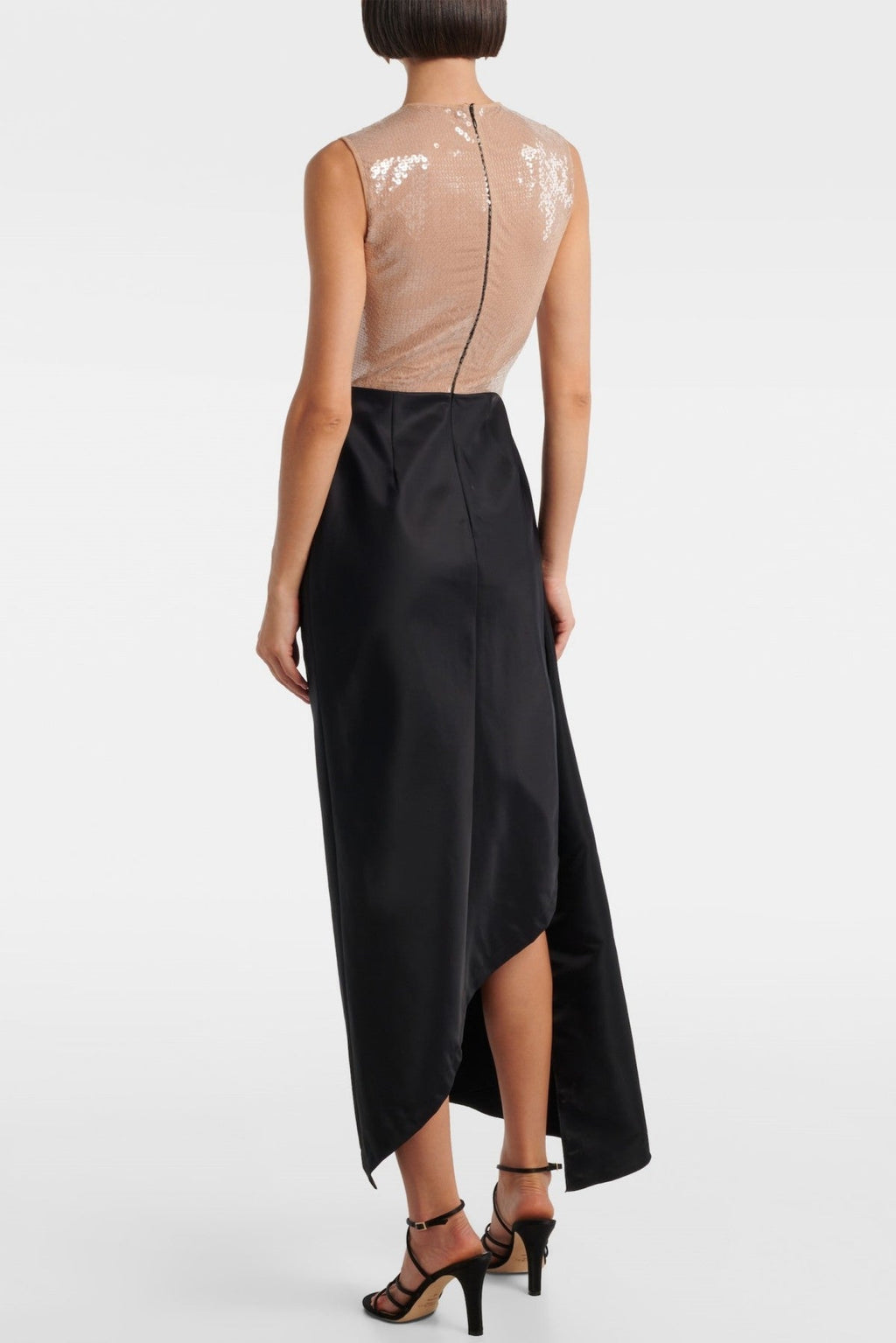 Buber Sequin Sleeveless Draped Midi Dress