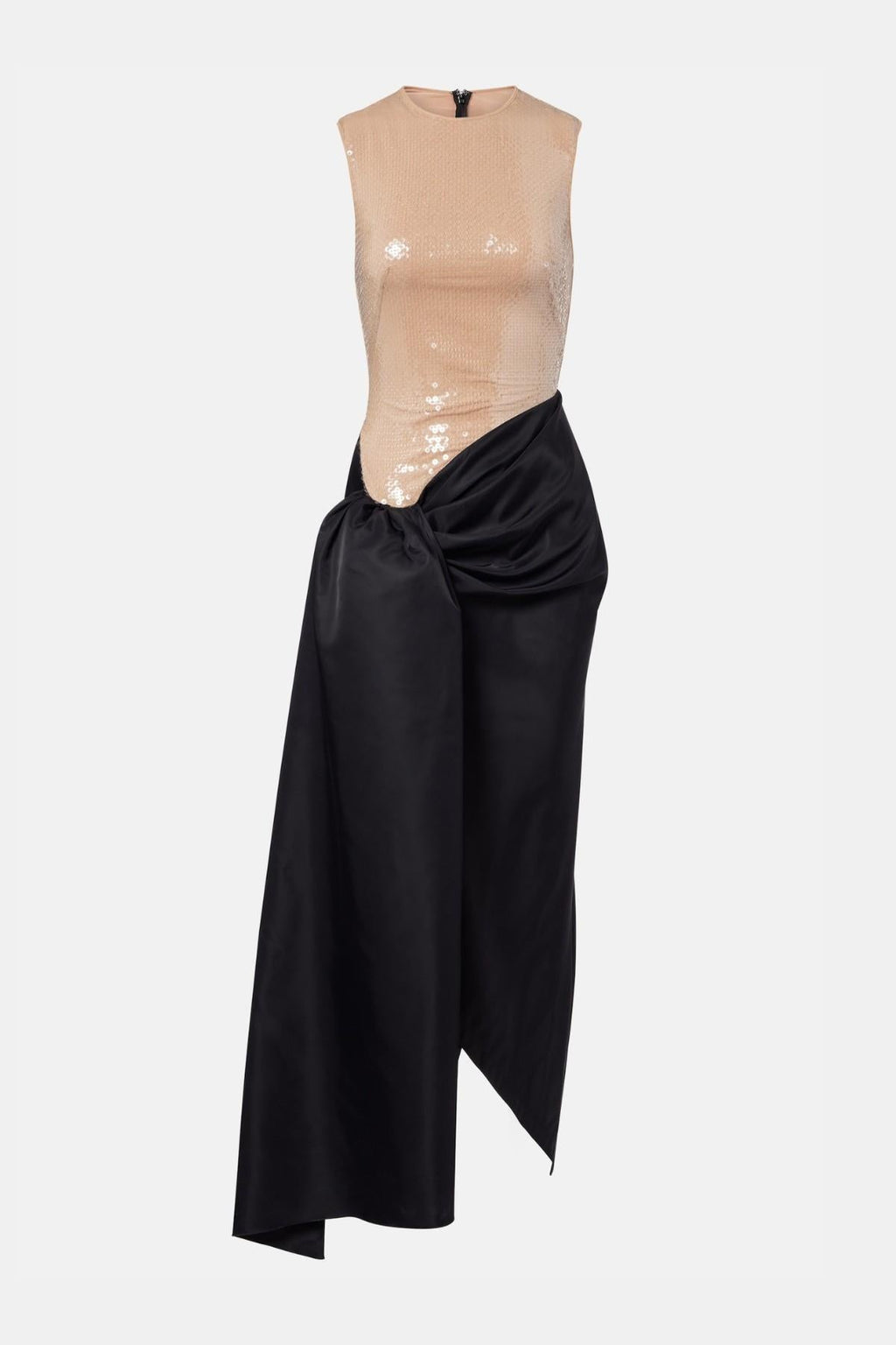Buber Sequin Sleeveless Draped Midi Dress