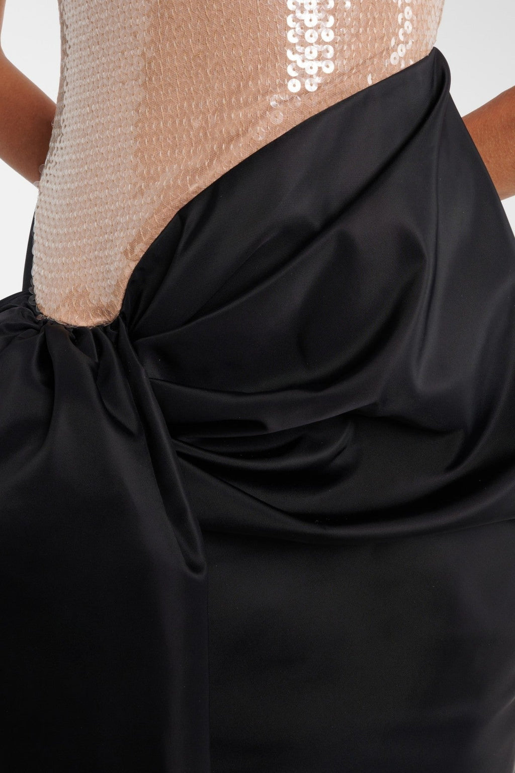 Buber Sequin Sleeveless Draped Midi Dress