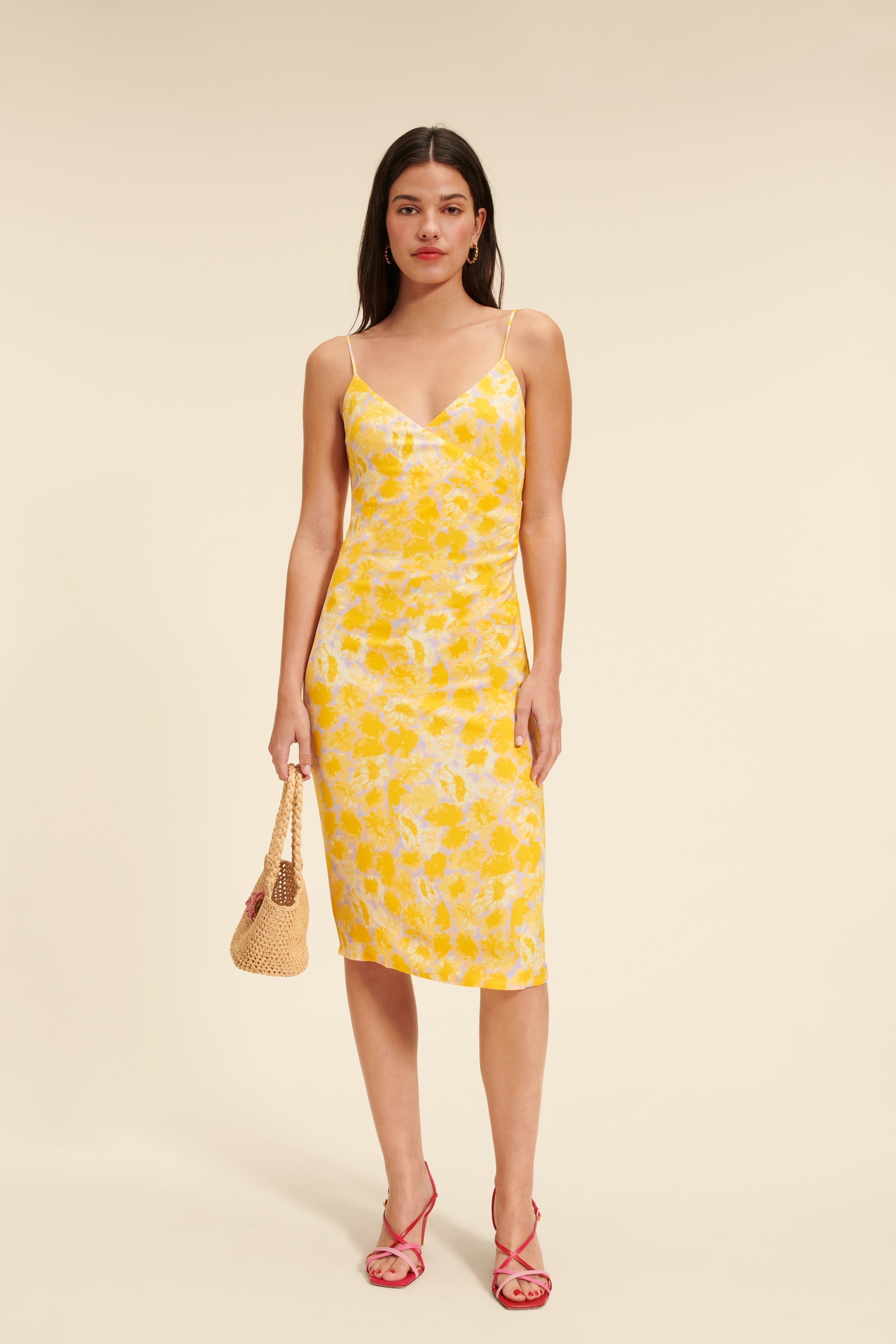 Floral Midi Dress | V-Neck | Lightweight Viscose