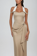 Camden Halter Neck Asymmetric Midi Dress