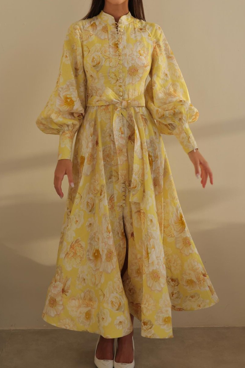 C¨¦cilie Balloon Sleeve Floral Maxi Dress