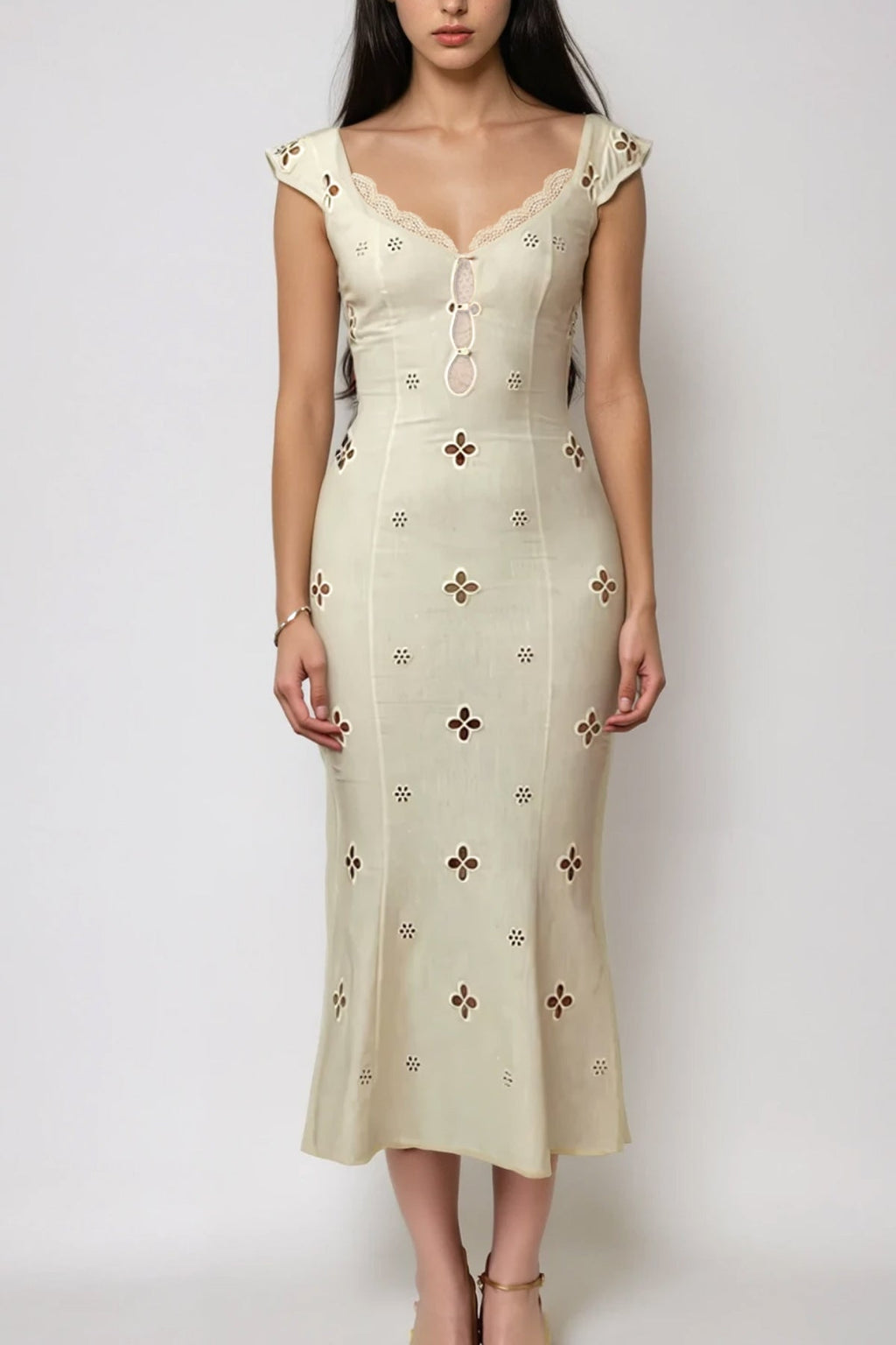 Chelsie Flower Cutout Midi Dress