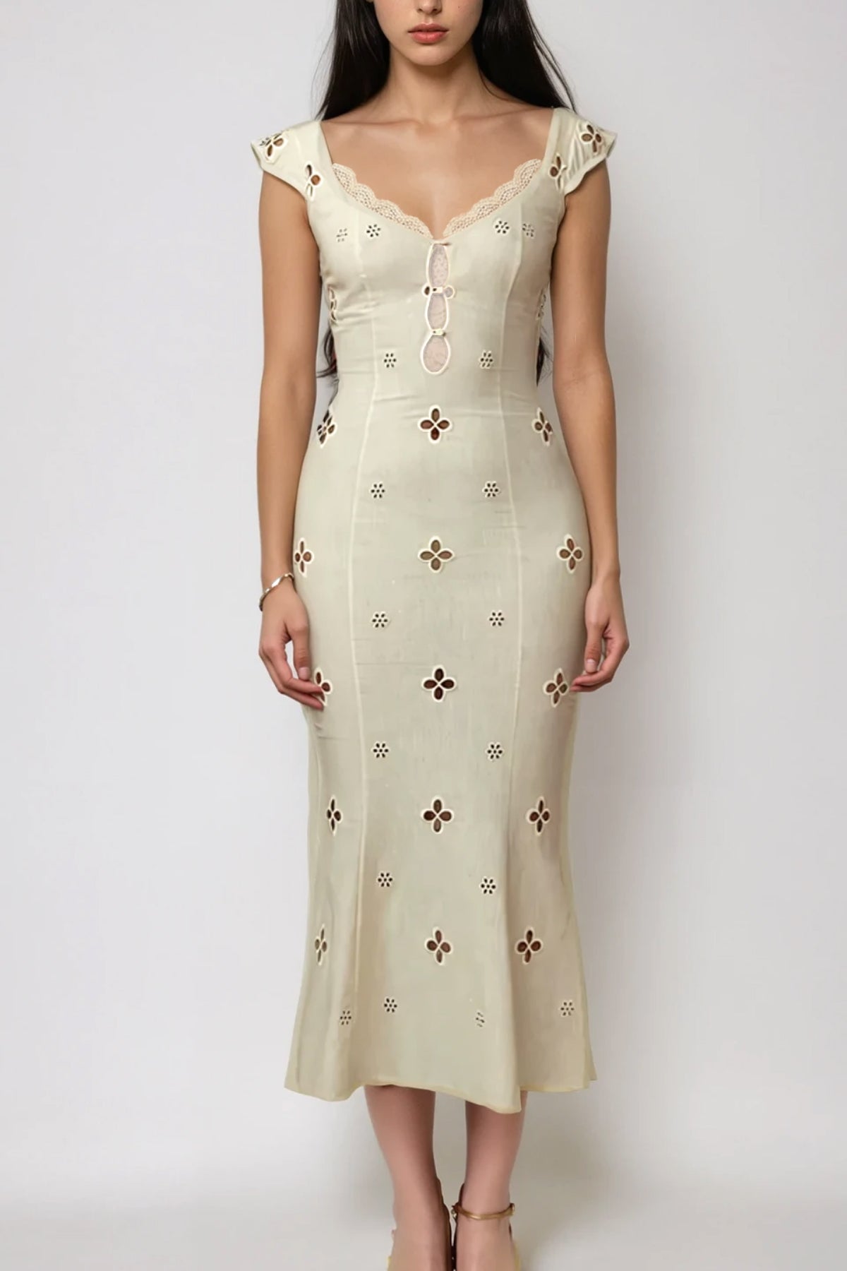 Chelsie Flower Cutout Midi Dress