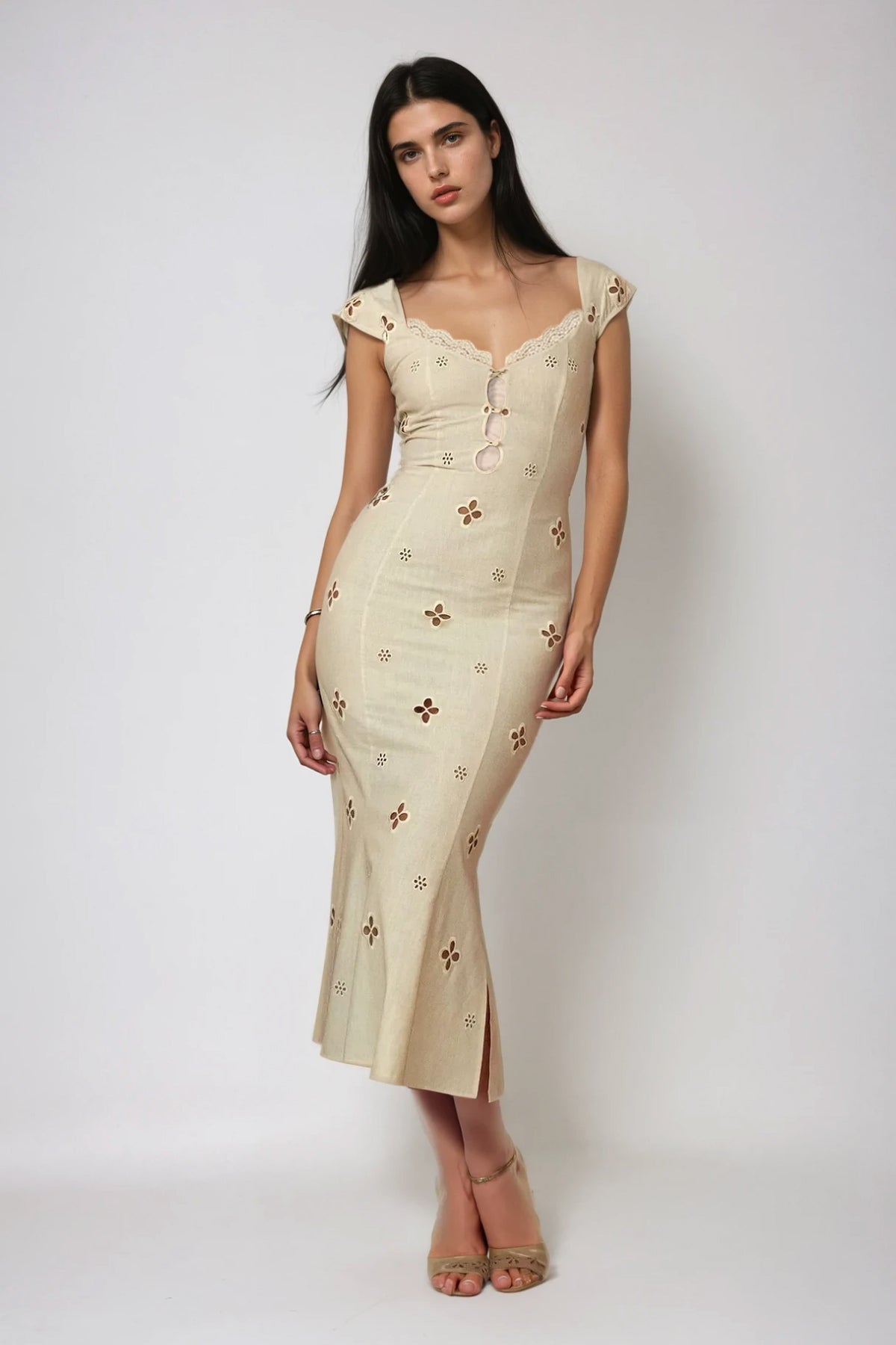 Chelsie Flower Cutout Midi Dress
