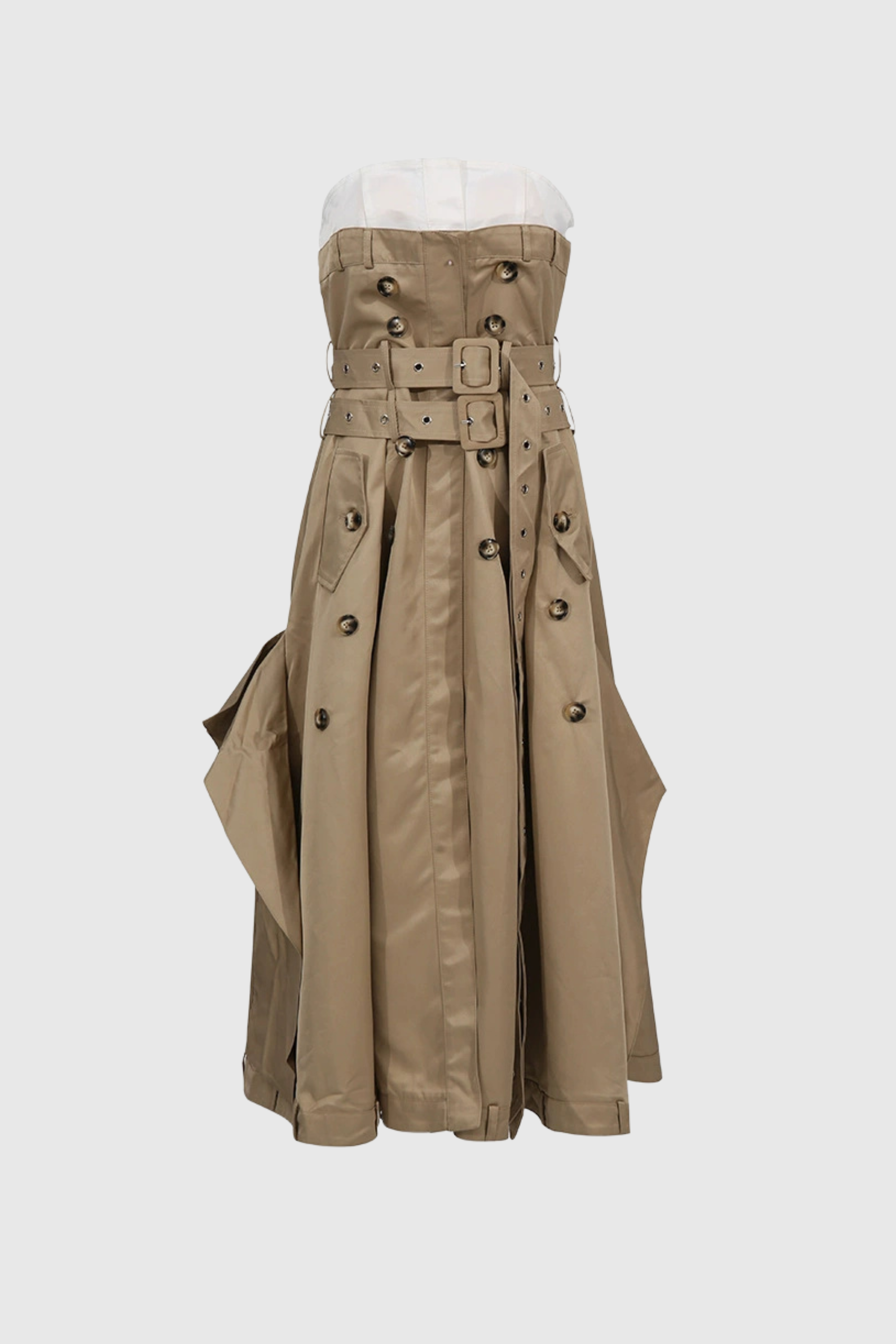 Cordero Strapless Trench Belted Midi Dress