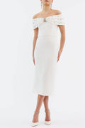 Dacre Off Shoulder Crystal Embellished Midi Dress