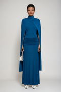 Danielius Bodycon Ruch Shawl Maxi Dress In Blue