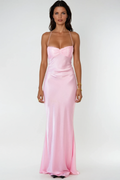 Davlat Halter Neck Sequin Satin Maxi Dress In Pink