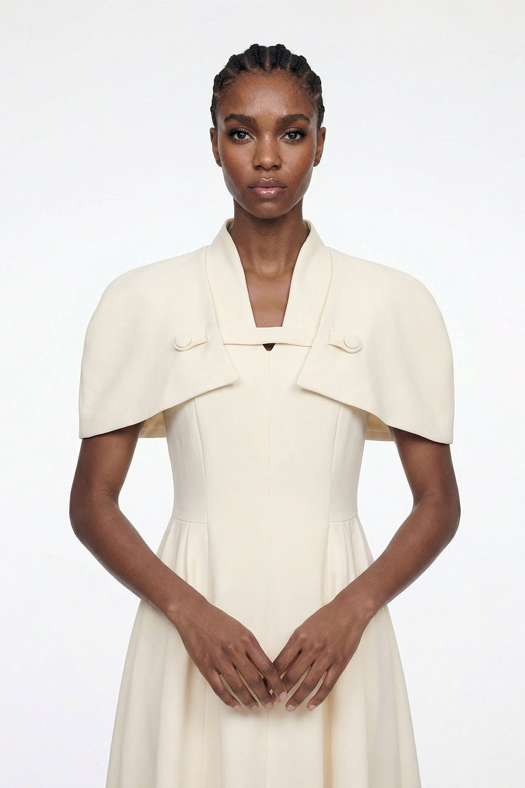 Diodore Shawl Ruffle Midi Dress