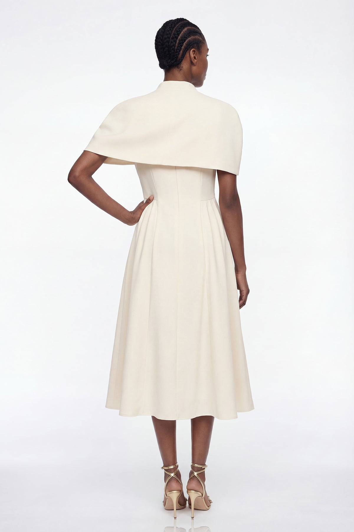 Diodore Shawl Ruffle Midi Dress