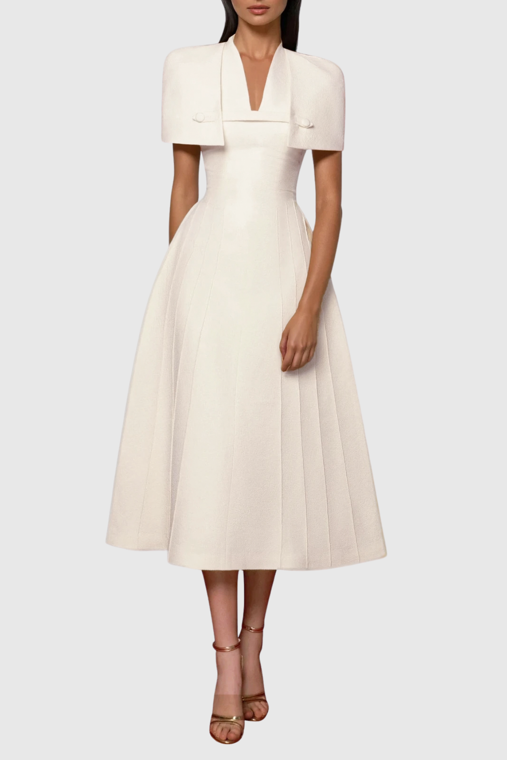 Diodore Shawl Ruffle Midi Dress
