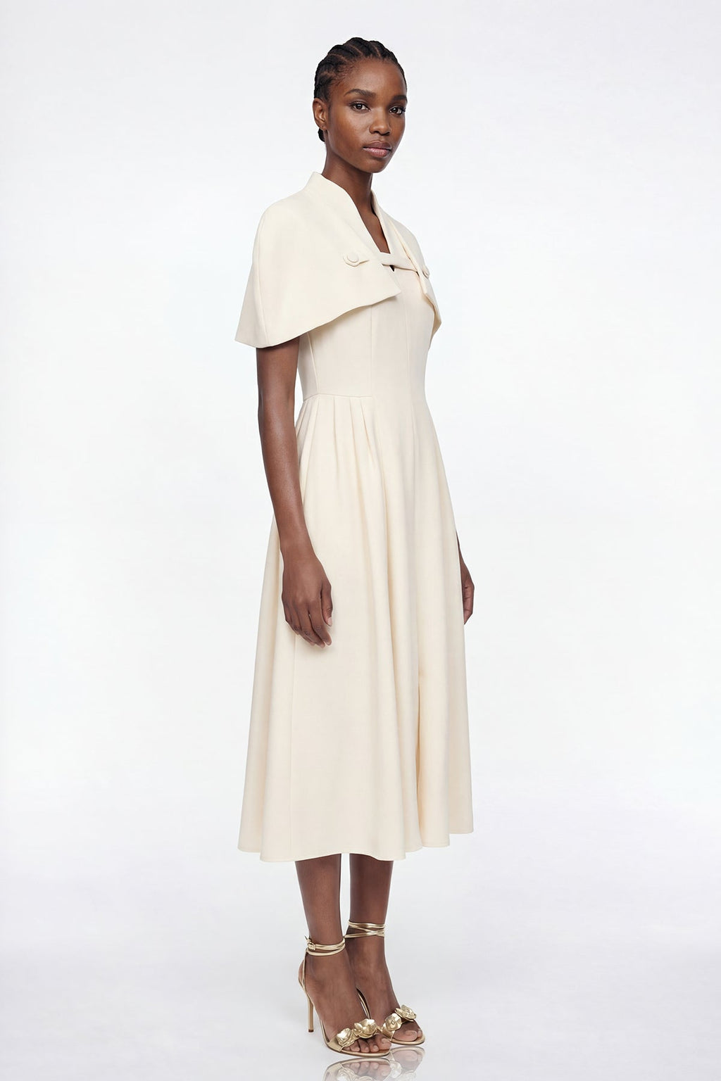 Diodore Shawl Ruffle Midi Dress