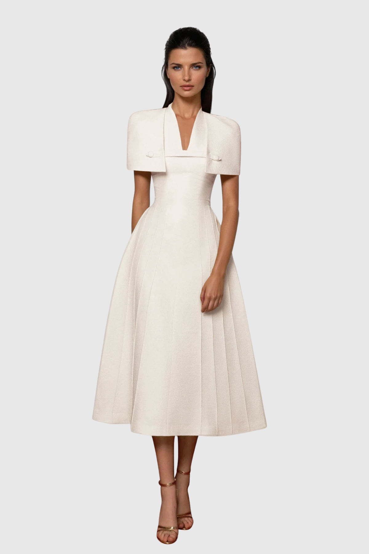 Diodore Shawl Ruffle Midi Dress