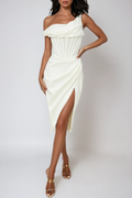 Diodorus One Shoulder Corset Split Midi Dress