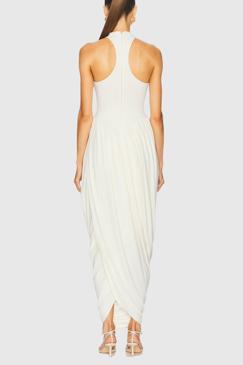 Doyle Sleeveless Ruched Midi Dress - White