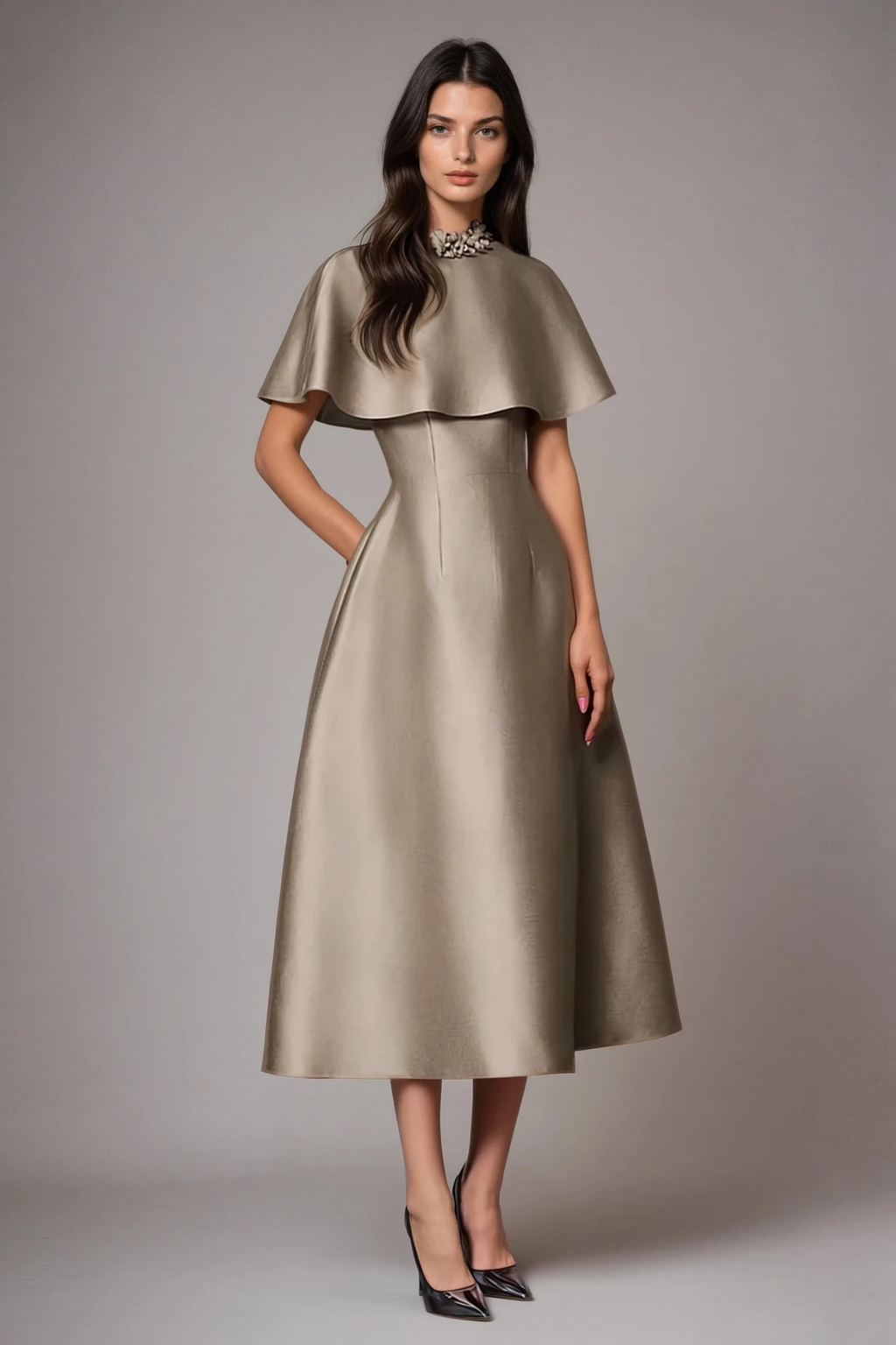 Drest Flower Shawl Midi Dress