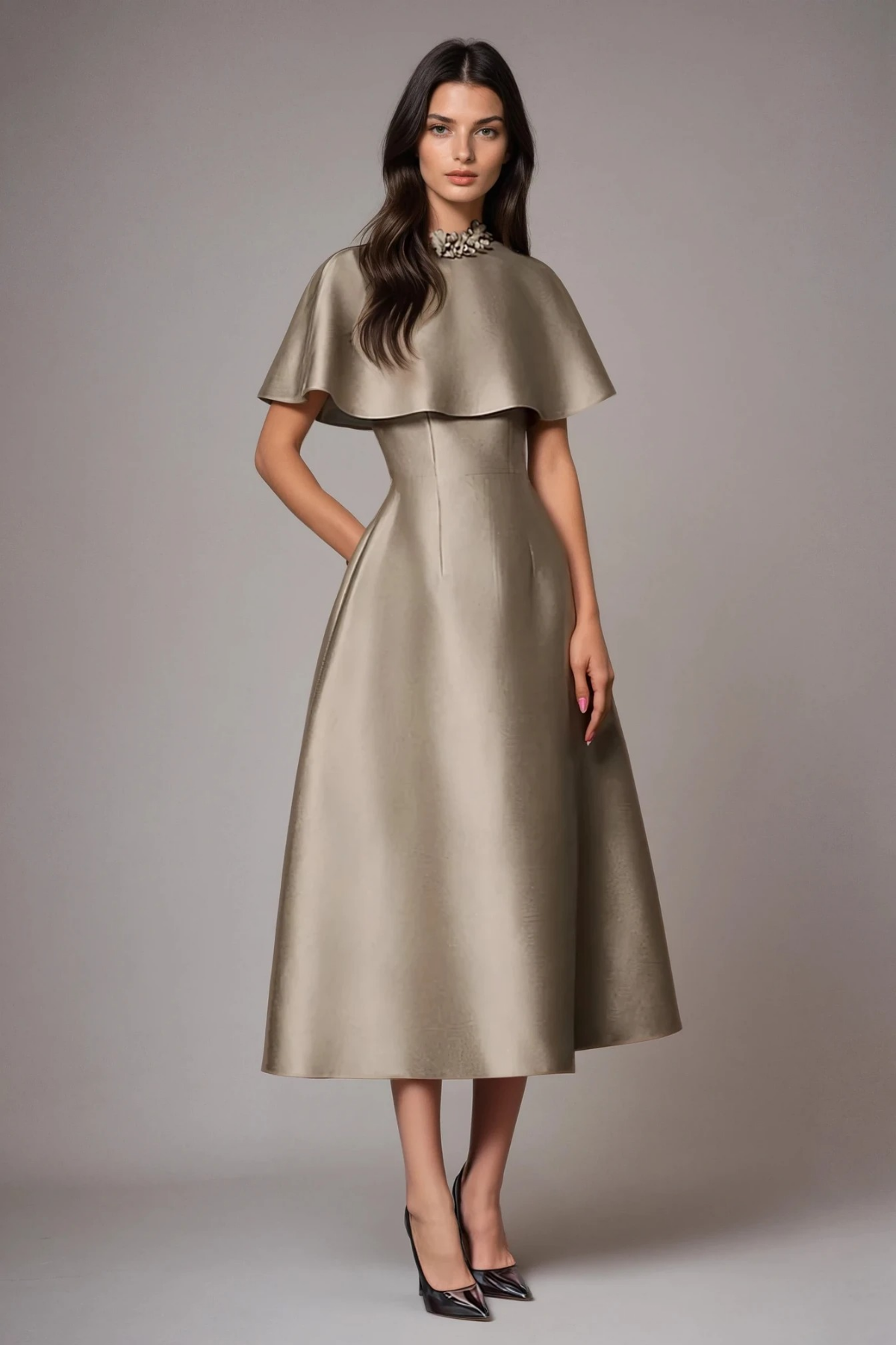 Drest Flower Shawl Midi Dress