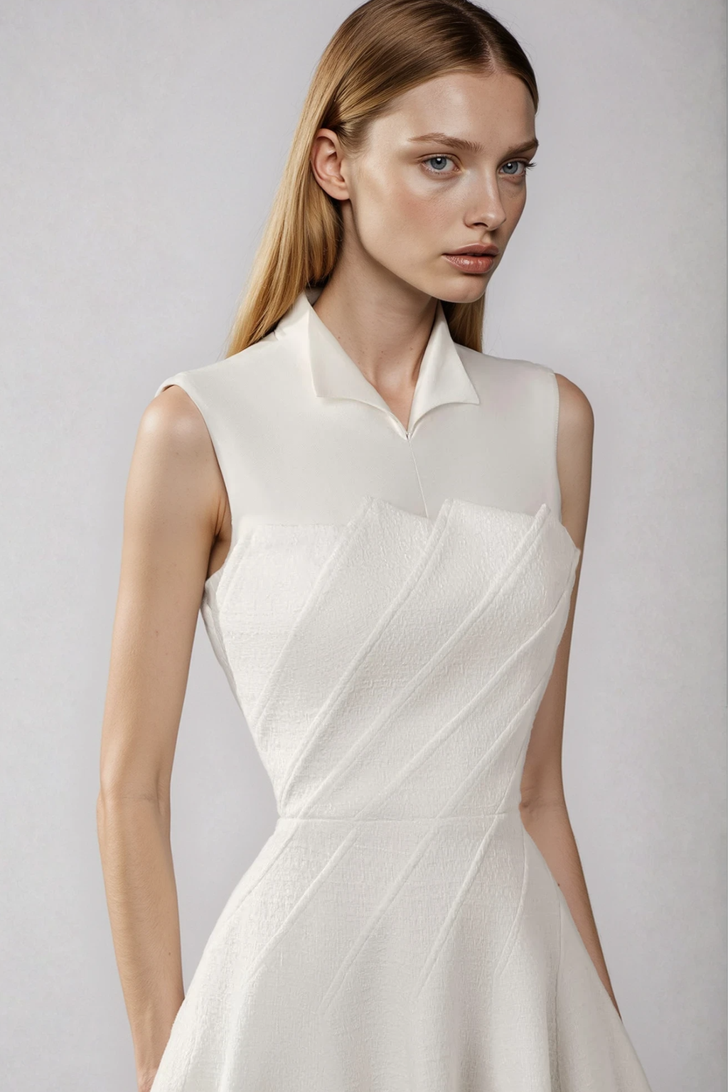 Drorit Lapel Sleeveless Flared Midi Dress