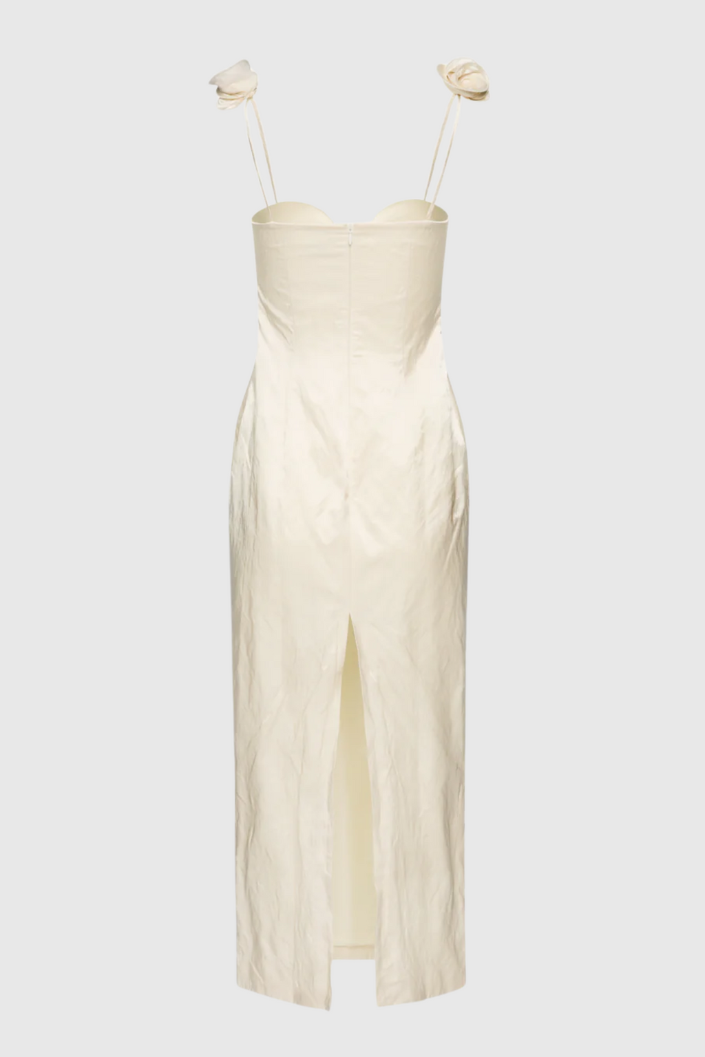 Durana Floral Appliqué Bustier Midi Dress - Beige
