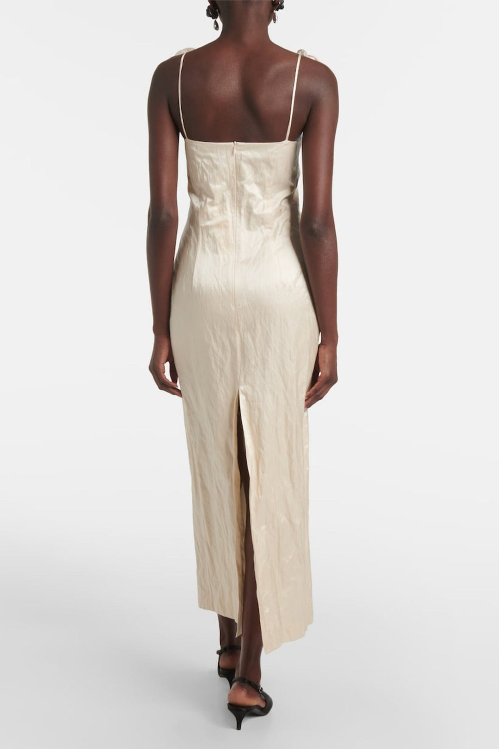 Durana Floral Appliqué Bustier Midi Dress - Beige