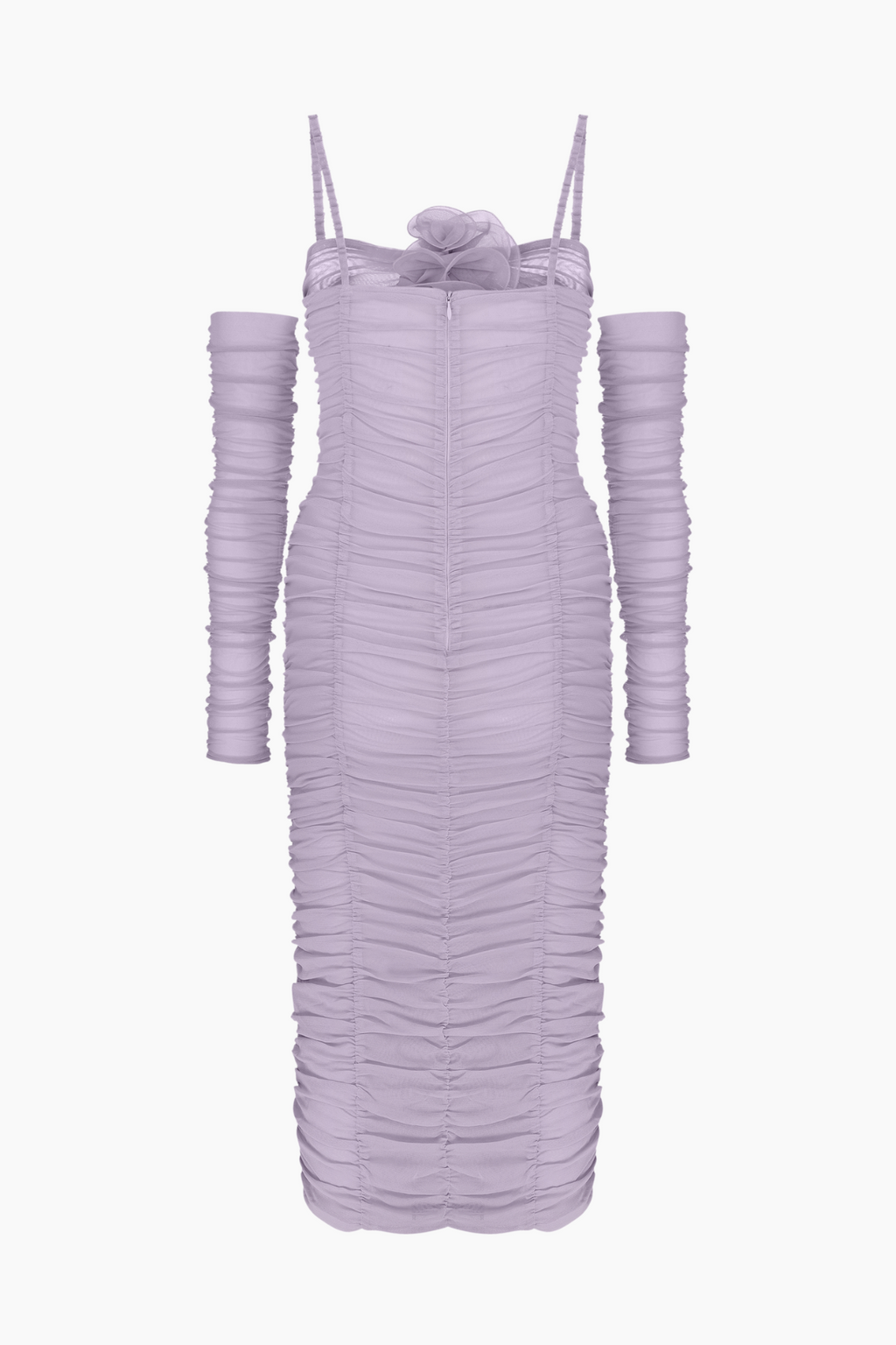 Earls Floral Ruched Mesh Midi Dress