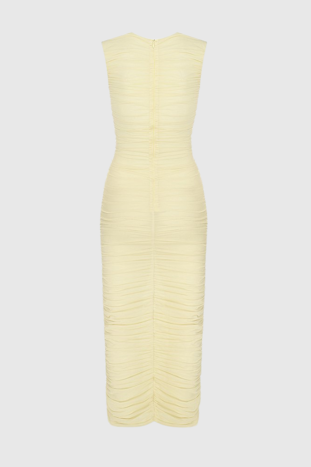 Earls Floral Sleeveless Ruched Mesh Midi Dress