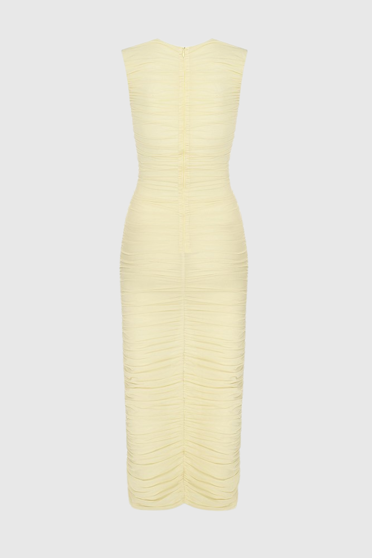 Earls Floral Sleeveless Ruched Mesh Midi Dress