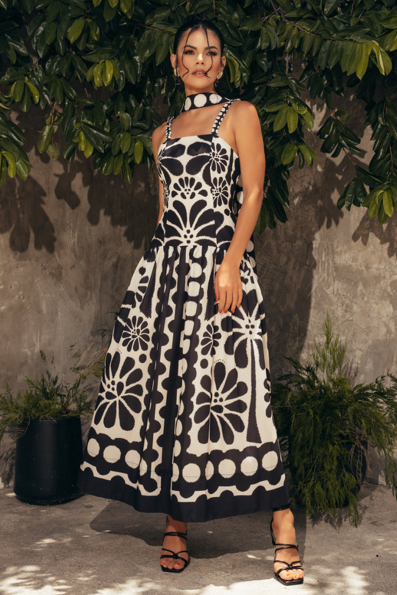 ¨¦lisabeth Floral Spaghetti Maxi Dress In Black