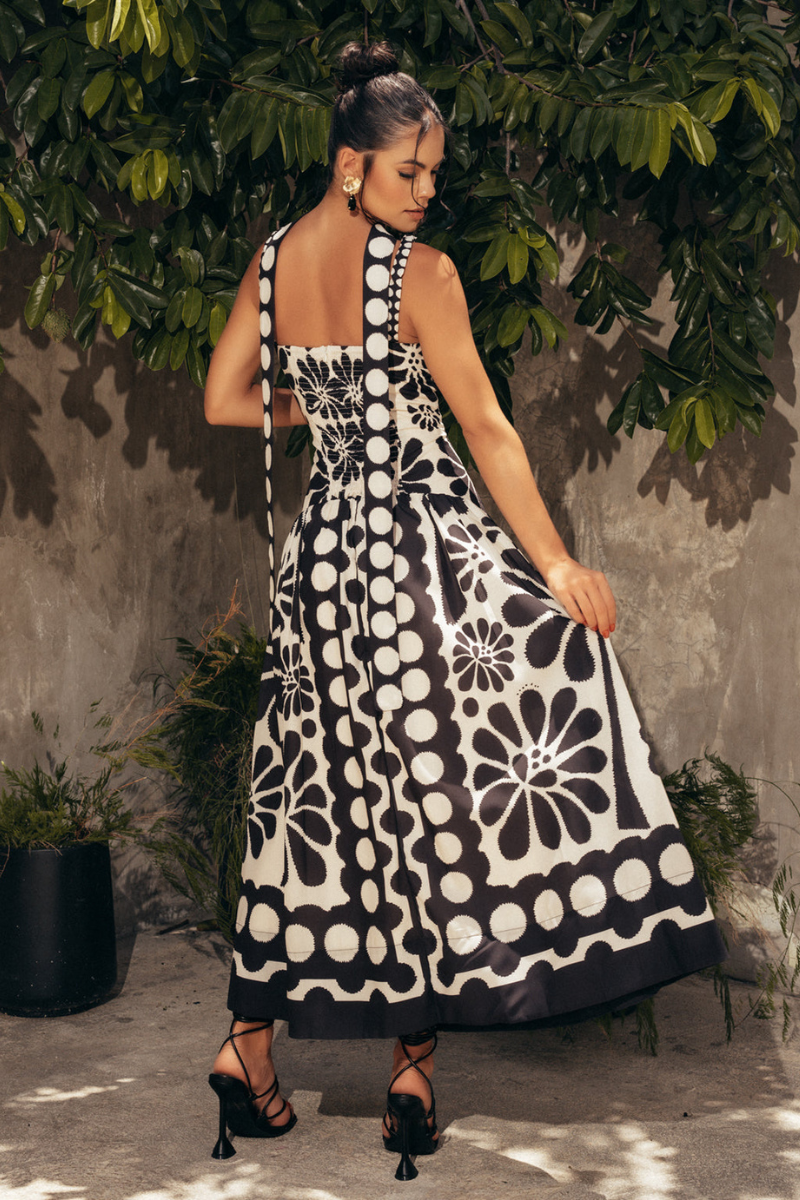 ¨¦lisabeth Floral Spaghetti Maxi Dress In Black
