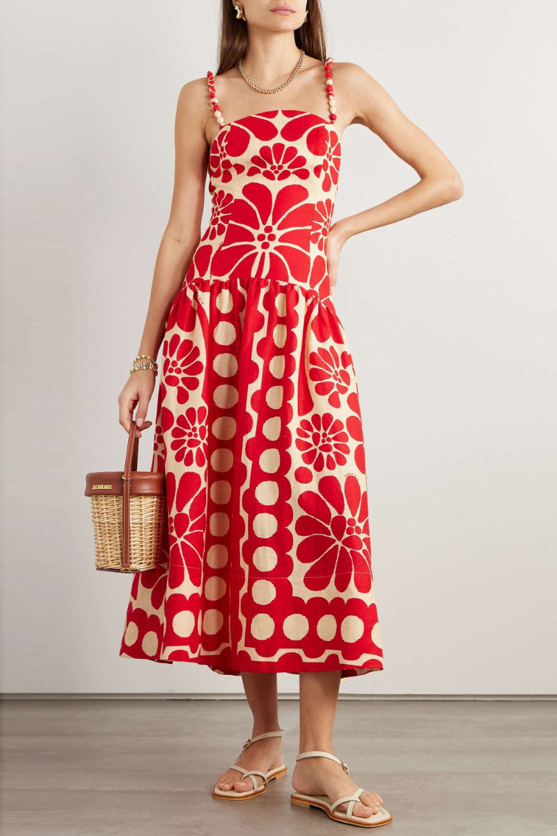 ¨¦lisabeth Floral Spaghetti Maxi Dress In Red