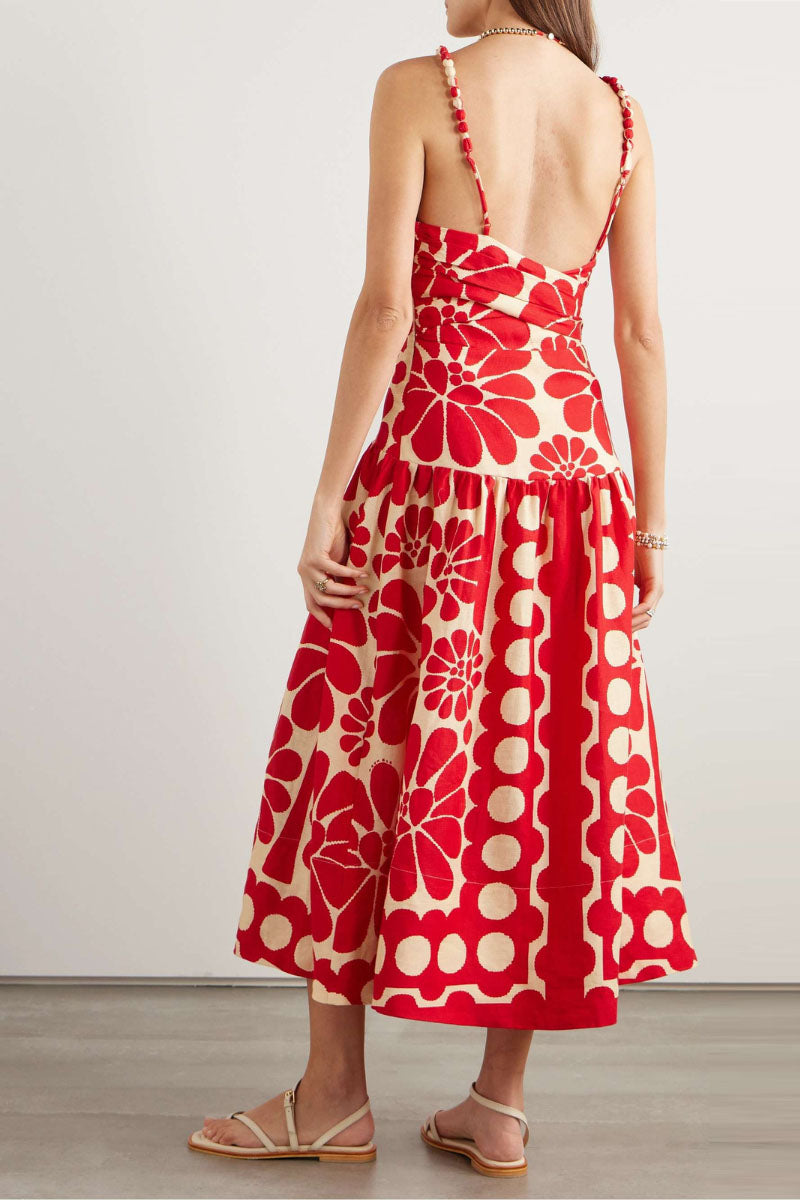 ¨¦lisabeth Floral Spaghetti Maxi Dress In Red