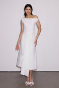 Emanuele Asymmetric One Shoulder Ruch Midi Dress