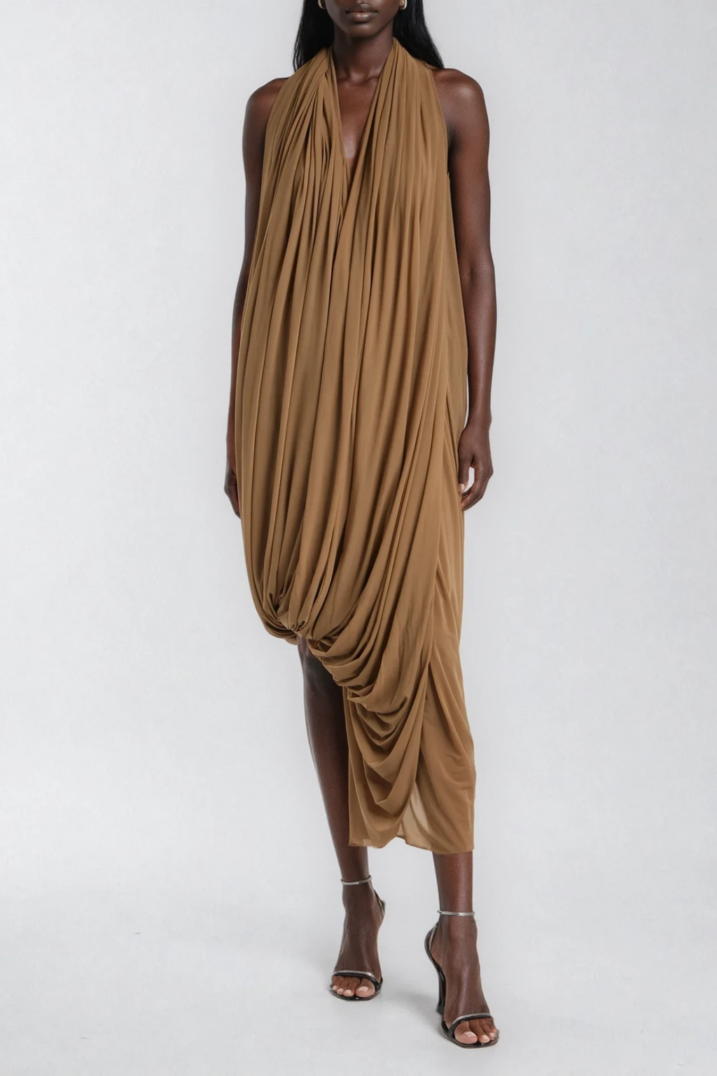 Faɗimatu Plunge Draped Midi Dress